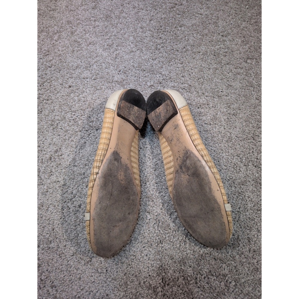 Gucci Straw Raffia Bamboo Horsebit Ballet Flats Beige Tan Leather 9.5B 171971 - Picture 7 of 10